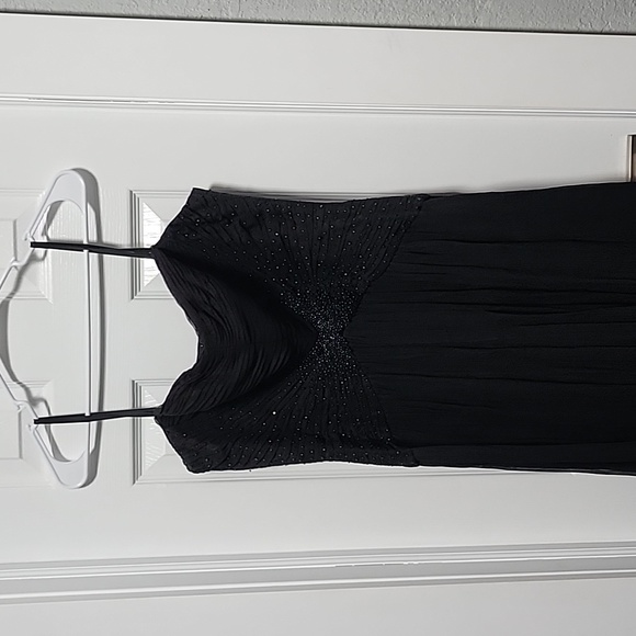 BCBG MAXAZRIA Rhinestone BLACK MAXI Chiffon DRESS - Picture 8 of 11
